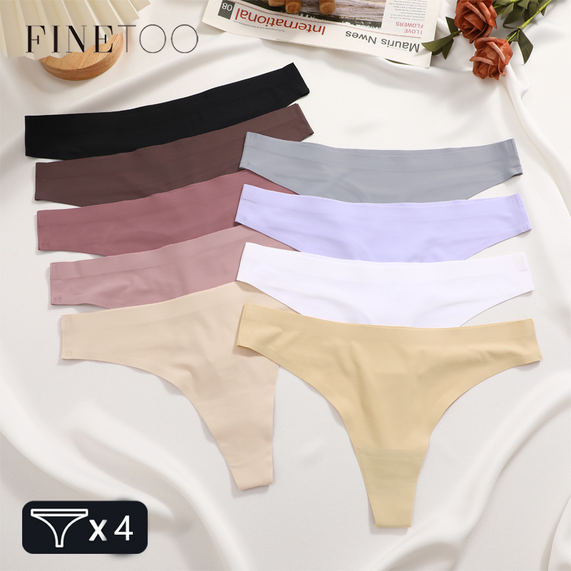 FINETOO 4PCS Ice Silk Seamless - Thong Bikini Women のレビューと価格