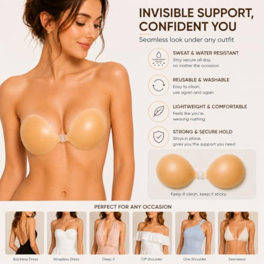 Hasimor Sticky Bra Ultra Thin  - Strapless Bra Backless のレビューと価格