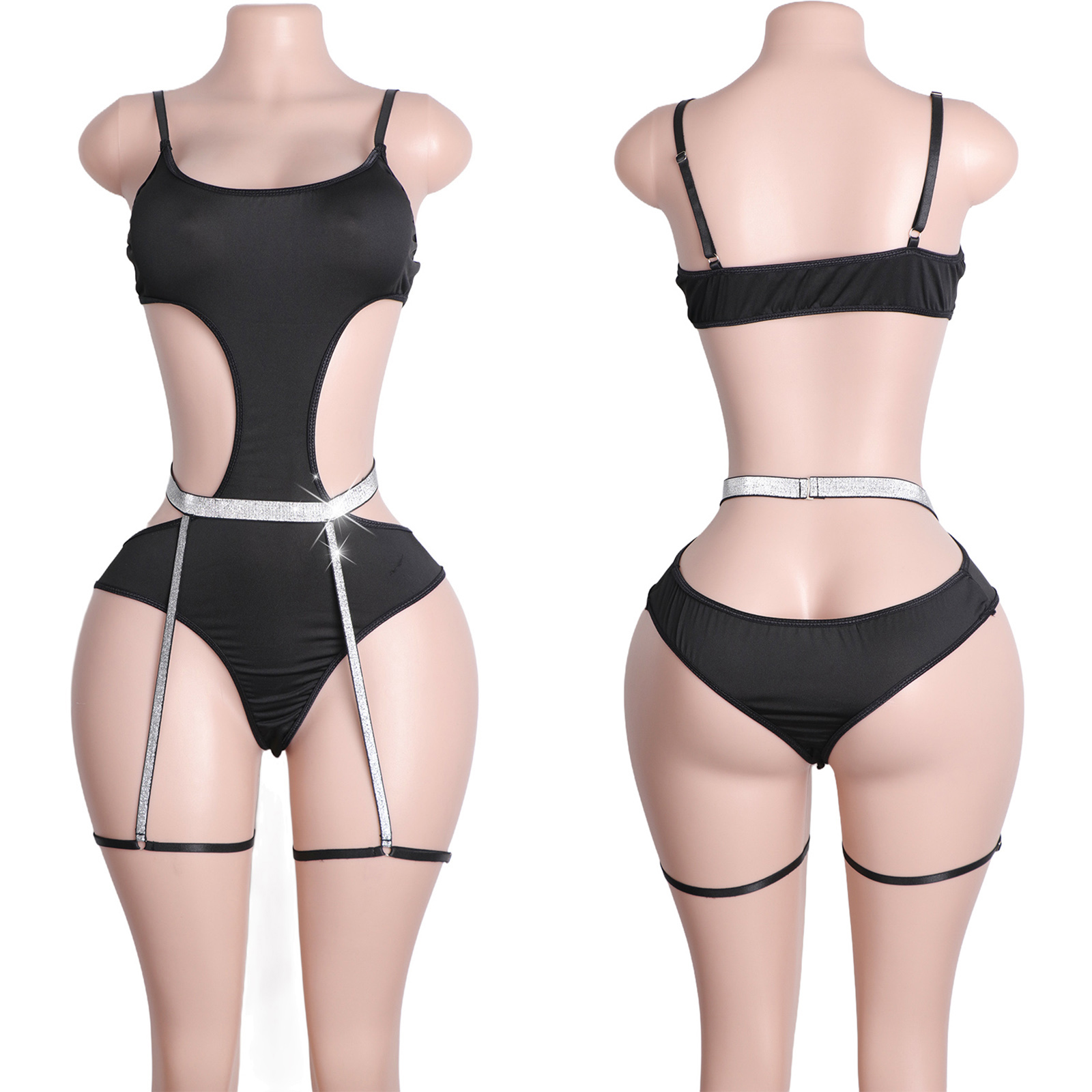 Custom Rhinestone Pole Dancewe - Garter Belt Set のレビューと価格