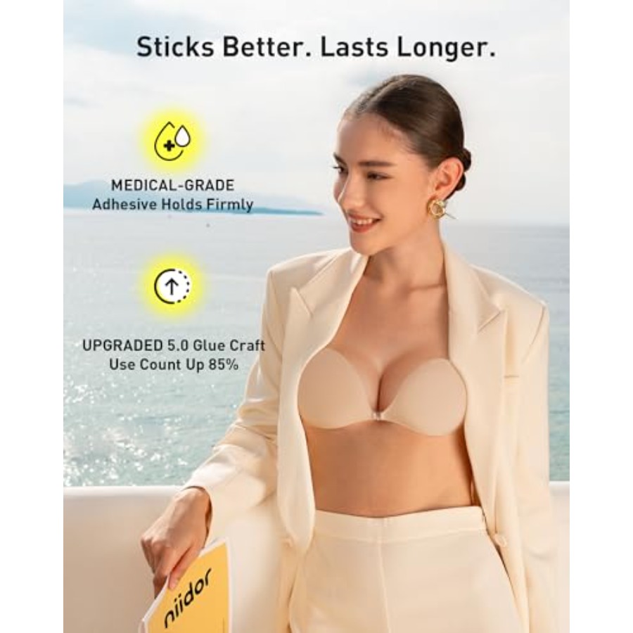 Niidor Adhesive Bra Strapless  - Strapless Bra Backless のレビューと価格
