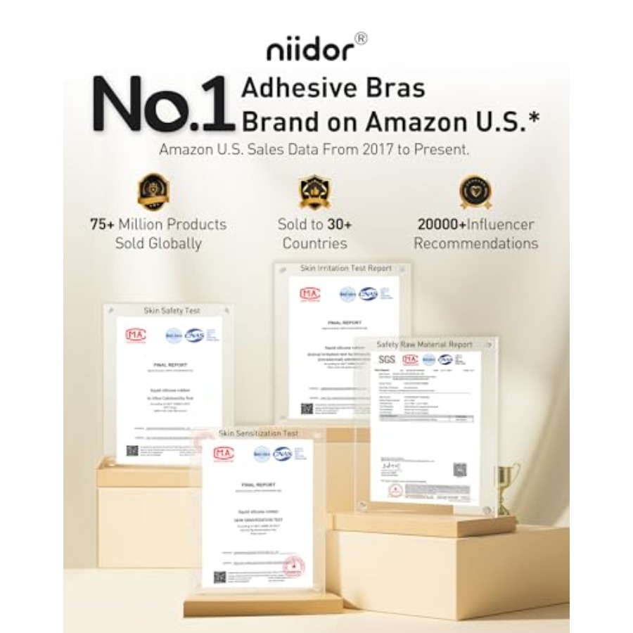 Niidor Adhesive Bra Strapless  - Strapless Bra Backless のレビューと価格