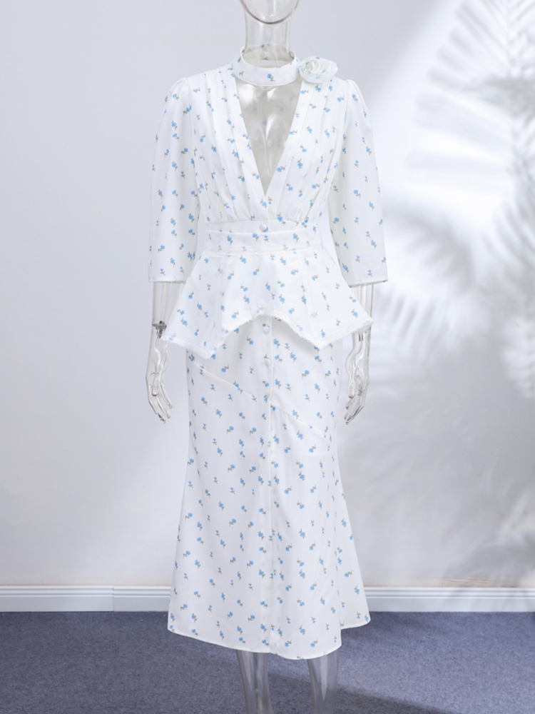 Elegant Women Floral Dress Dar - Corset Waist Cinch のレビューと価格