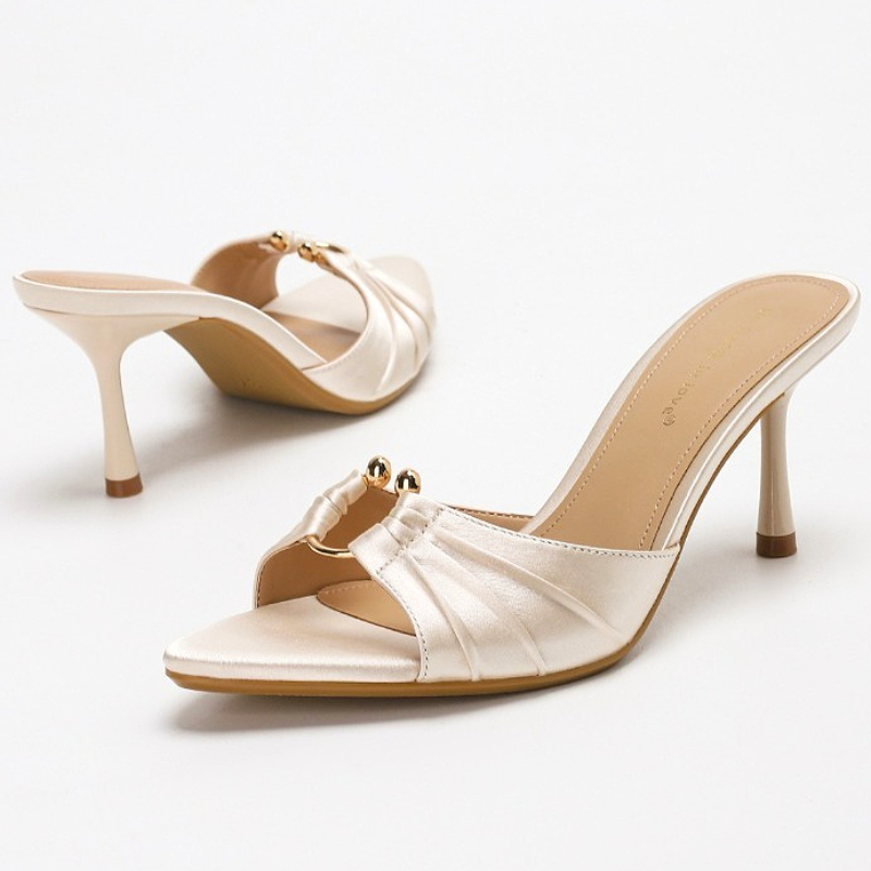 Pleated Metal Ring Satin Elega - Slip Dress Satin のレビューと価格