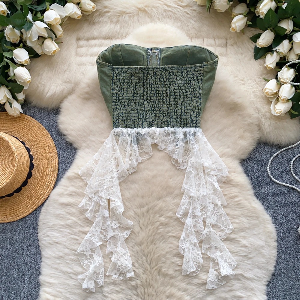 Sexy Spliced lace Chic Crop To - Cami Top Lace のレビューと価格