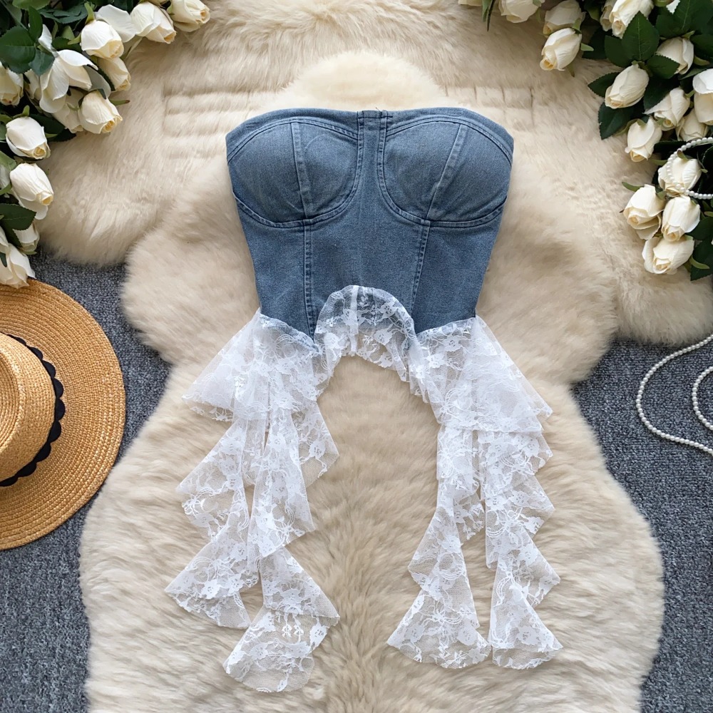 Sexy Spliced lace Chic Crop To - Cami Top Lace のレビューと価格