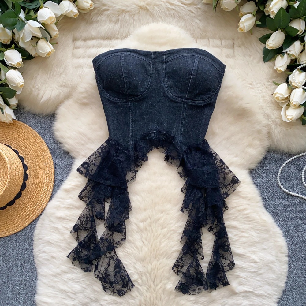 Sexy Spliced lace Chic Crop To - Cami Top Lace のレビューと価格
