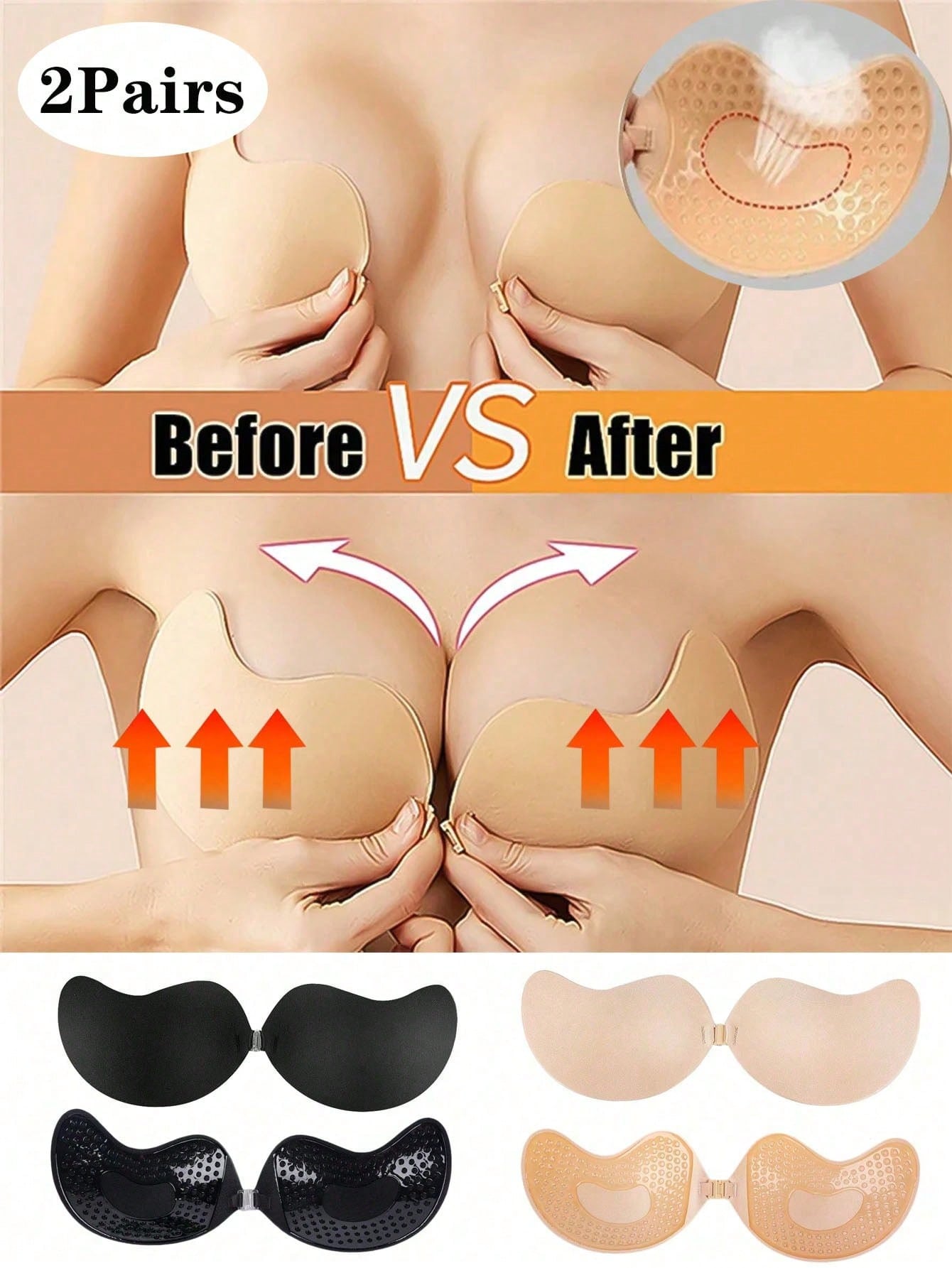 2-pack Women's Self-Adhesive I - Push Up Bra Padded のレビューと価格