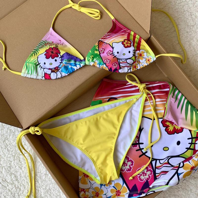 Y2K Girls Kawaii Hello Kittys  - Thong Bikini Women のレビューと価格